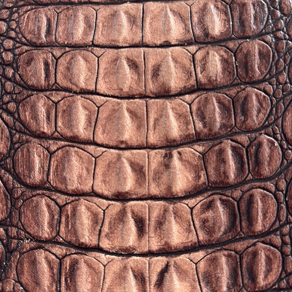 Ellen Tracy Brown Faux Crocodile Embossed Clutch - Picture 9 of 9